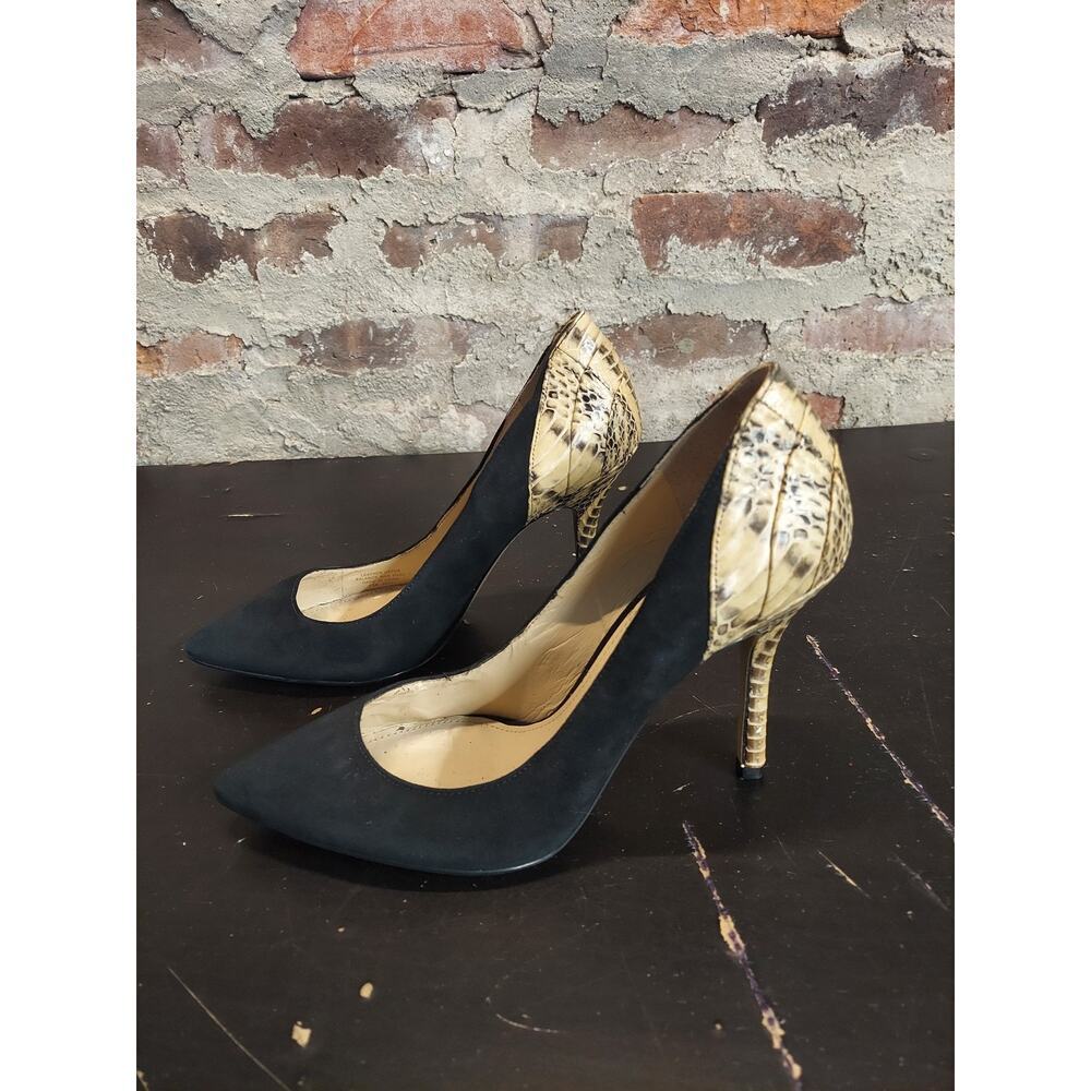 Enzo Angiolini Womens Pumps 8.5M Suede Snakeskin Pointed Toe Stiletto Heels - Picture 6 of 7